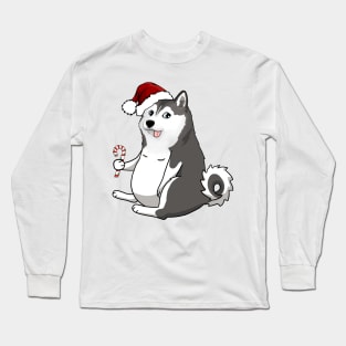 christmas husky doge meme Long Sleeve T-Shirt